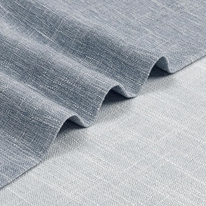 Vision Home Blue Pinch Pleated Semi Sheer Curtains Textured Light Filtering Window Curtains 108 inch for Living Room Bedroom Rayon Blend Chambray Blue Pinch Pleat Drapes with Hooks 2 Panels 40"Wx108"L