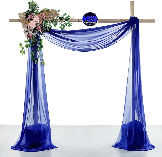 MDS Halloween Chiffon Draping Fabric - 2 Panel, 30" Wide x 50ft Long - Sheer Spooky Arbor & Canopy Drapery for Haunted House Backdrops, Party Ceilings, DIY Costumes & Themed Events - Royal Blue