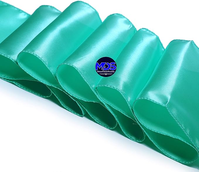 MDS Pack of 125 PCS Satin Chair Sashes Charmeuse Sateen Dining Chair Bows Ribbon Ties Back Sash for Wedding Party Birthday Home Hotel Restaurant Banquet Decoration (7 x 108 Inch, Sea Green)