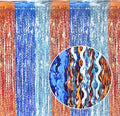 3 Pack Wavy Blue Dog Tinsel Backdrop Party Decorations - 3.3x6.6ft Orange and Dark Light Blue Metallic Foil Fringe Streamers for Birthday Party Supplies Photo Booth Prop Backdrop