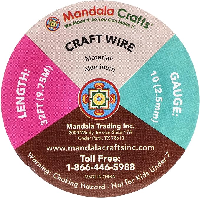 Mandala Crafts 10 Gauge Anodized Aluminum Craft Wire for Jewelry Making - 32 FT Colored Flexible Ice Blue Wire - Bendable for Bonsai Armature Crafting Sculpting