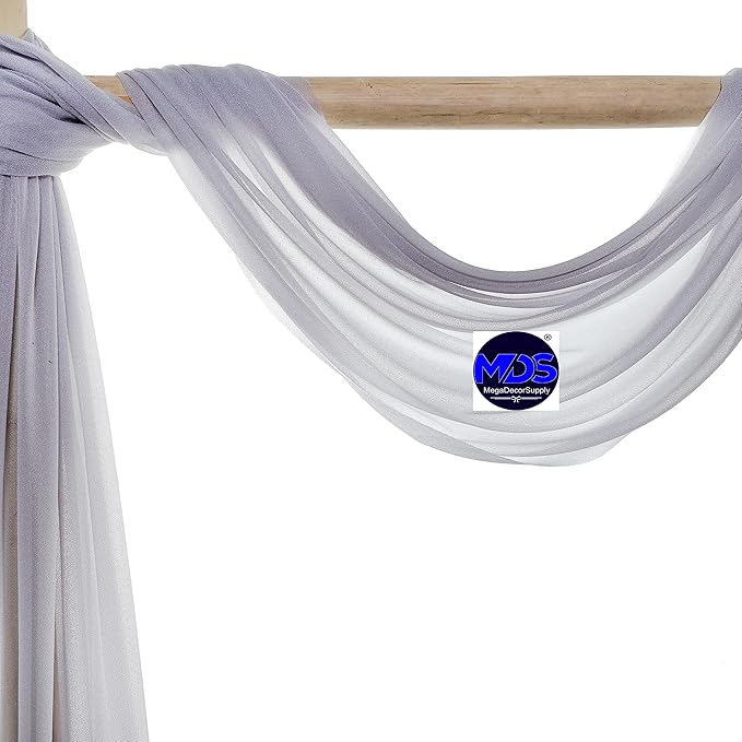 MDS Halloween Chiffon Draping Fabric - 2 Panel, 30" Wide x 40ft Long - Sheer Spooky Arbor & Canopy Drapery for Haunted House Backdrops, Party Ceilings, DIY Costumes & Themed Events - Cool Gray