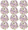 Tigeen Artificial Flowers Artificial Peonies Silk Flowers Faux Peony Fake Peony Silk Hydrangea Bouquet for Wedding Table Centerpiece Floral Vase Decor(Light Purple,12 Bundles)