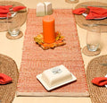 Chardin home Natural Jute Table Runner 13x48 Inch – Vintage Boho Rustic Table Decor – Handwoven Table Runner in Natural Jute and Rust Orange – Farmhouse Dining or Console Table Accent