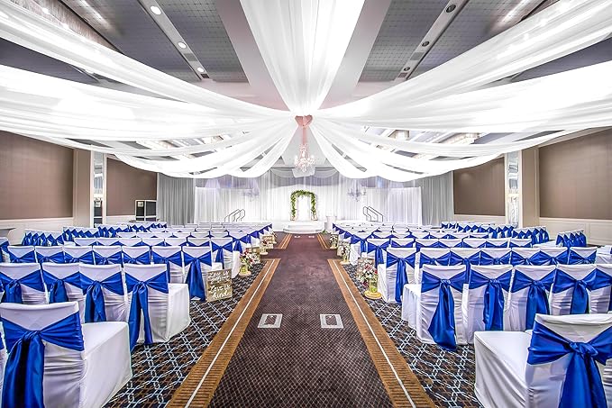 6 Panels White Ceiling Drapes for Wedding, 5ftx30ft Ceiling Drapes Cheesecloth Sheer Fabric Curtain Wedding Arch Draping Fabric Romantic Ceiling Decorations for Wedding Party Ceremony Stage