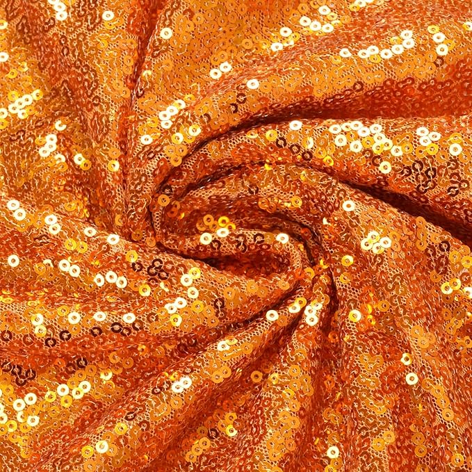 Eternal Beauty Orange Sequin Backdrop, 8x10 Ft Halloween Glitter Background Curtains for Shimmer Photography Party Wedding Birthday Back Drop Decor