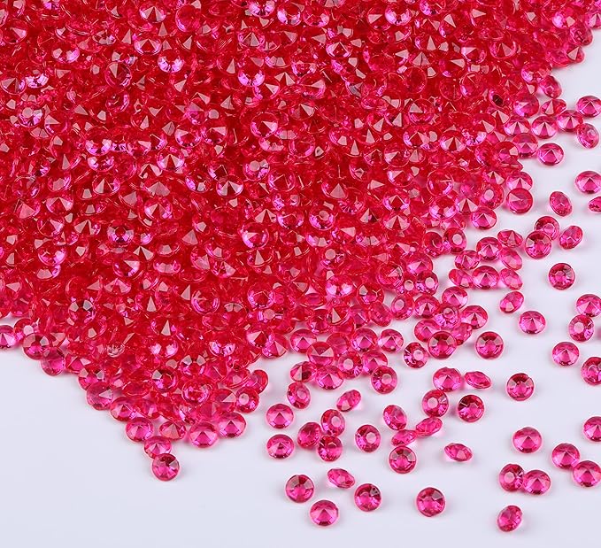 10000 pcs/Pack Wedding Table Scatter Confetti Crystals Acrylic Diamonds Vase Fillers 4.5 mm Rhinestones for Wedding, Bridal Shower, Vase Beads Decorations (Rose red)
