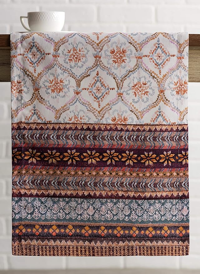 Maison d' Hermine Table Runner 100% Cotton Single Layer Table Runners 90 inches Long for Thanksgiving Christmas Decorations Home Kitchen Dining Party Wedding (Fair Isle, 14.5" x 90")