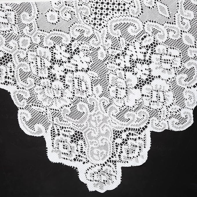 Juvale Lace Tablecloth - 60 x 97-Inch White Rectangular Table Cloth - Vintage Floral Scalloped Edge Elegant Dainty Tea Party Tablecloth & Wedding Reception Decor