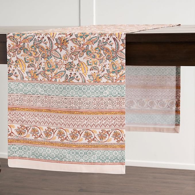 Maison d' Hermine Table Runner 100% Cotton Single Layer Table Runners 72 inches Long for Thanksgiving Christmas Decorations Home Kitchen Dining Party Wedding (Nila, 14.5" x 72")