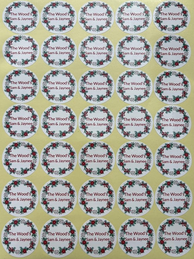 Custom Stickers for Weddings, Birthdays & Businesses - Personalized Labels with Your Logo - Waterproof, Fade and Heat Resistant - Pack of 100-1000 (Wreath H, 3.5 Inch)
