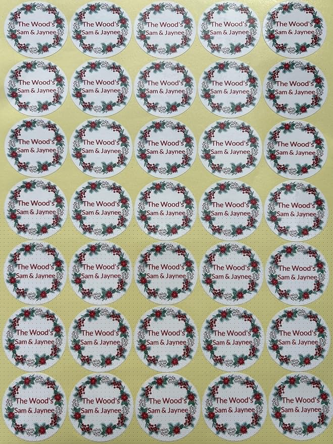 Custom Stickers for Weddings, Birthdays & Businesses - Personalized Labels with Your Logo - Waterproof, Fade and Heat Resistant - Pack of 100-1000 (Wreath F, 1.5 Inch)