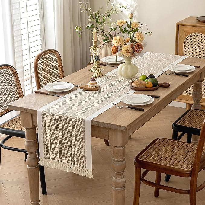 Table Runners 107 Inches,Waterproof Boho Table Runner with Tassel Fringe,Table Runner for Party Coffee Table