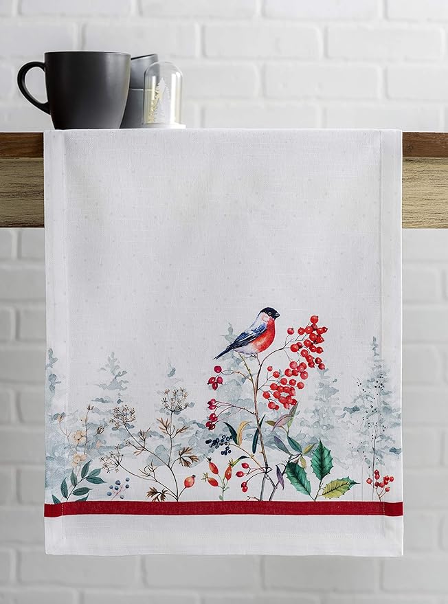Maison d' Hermine Table Runner 100% Cotton Single Layer Table Runners 108 inches Long for Thanksgiving Christmas Decorations Home Kitchen Dining Party Wedding (Morzine, 14.5" x 108")