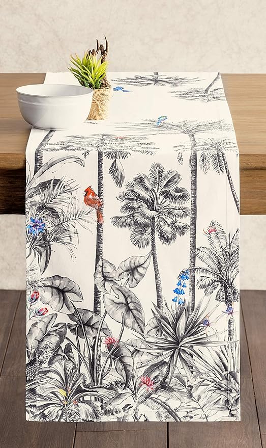 Maison d' Hermine Table Runner 100% Cotton Single Layer Table Runners 108 inches Long for Thanksgiving Christmas Decorations Home Kitchen Dining Party Wedding (Amazonia, 14.5" x 108")