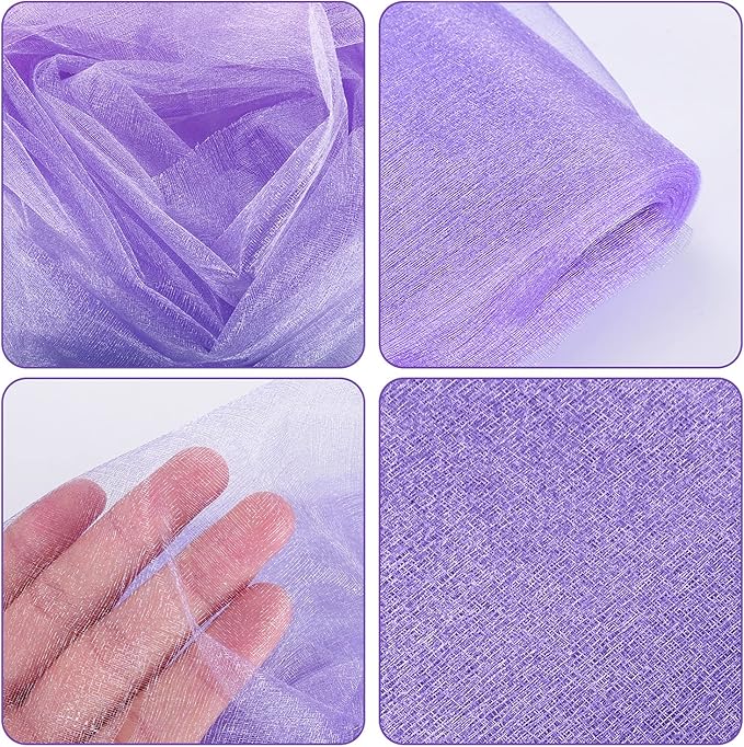 Crystal Organza Fabric Tulle - 16" by 50 Yards Sheer Fabric for Wedding Party Decoration Bridal Shower Tutu Roll Netting Spool Ribbon Wrapping (Lavendar)