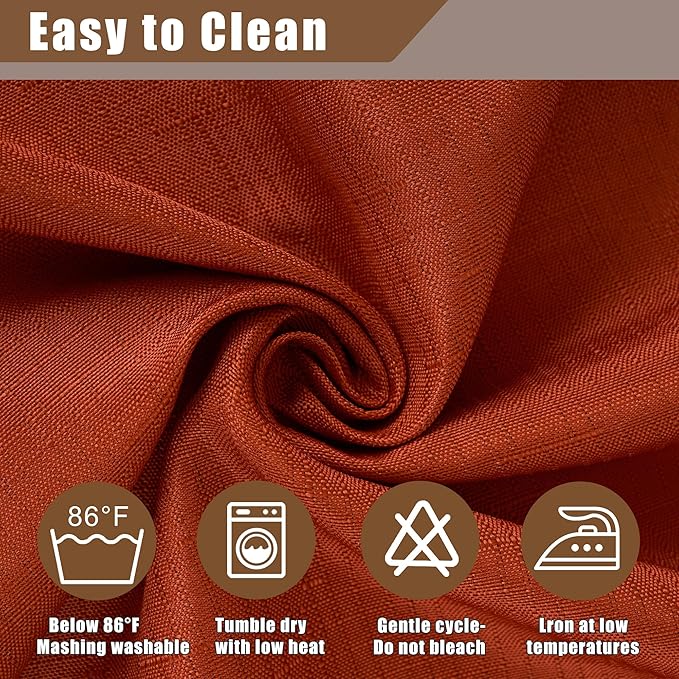 Fitable 2 Pack Faux Linen Fall Tablecloths, Wrinkle Proof Fabric Rectangle Table Cloth, Burlap Textured Table Covers for Thanksgiving Holiday Autumn Dinner Party Farmhouse (Rust, 54 x 78 Inch)
