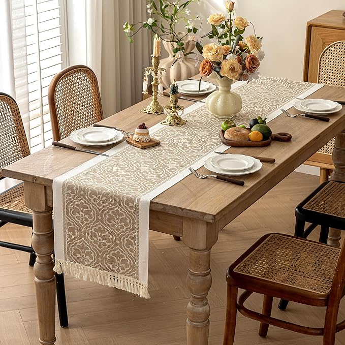 Table Runners 119 Inches,Waterproof Boho Table Runner with Tassel Fringe,Table Runner for Party Coffee Table