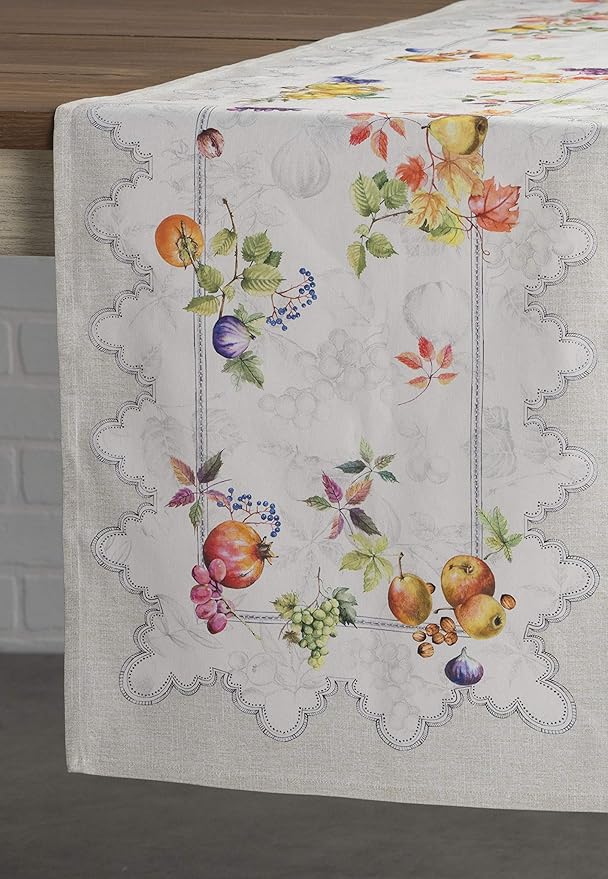Maison d' Hermine Table Runner 100% Cotton Single Layer Table Runners 72 inches Long for Thanksgiving Christmas Decorations Home Kitchen Dining Party Wedding (Fruit D'Hiver, 14.5" x 72")