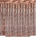 5 Pack Brown Fringe Backdrop 3.2ft x 8.2ft Silver Foil Fringe Curtains Party Tinsel Curtain Backdrop Streamers for Birthday Party Decoration Wedding Christmas Decoration (Brown)