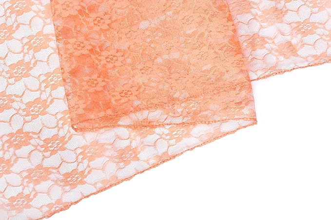 MDS Pack of 20 Wedding 12 x 108 inches Lace Table Runner for Wedding, Decorations for Birthday Parties, Banquets, Graduations, Engagements, and Runners fit Rectangle, Round Table- Peach