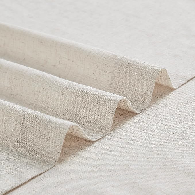 Vision Home Natural Pinch Pleated Semi Sheer Curtains Textured Linen Blended Light Filtering Window Curtains 112 inch for Living Room Bedroom Pinch Pleat Drapes with Hooks 2 Panels 42" Wx112 L