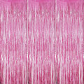 3 Pack Foil Fringe Backdrop - Pink Shiny Tinsel Curtains for Party Decoration/Photo Booth Props - 3.3x8.2 FT Metallic Foil Backdrop for Birthday, Wedding, Graduation, Christmas.