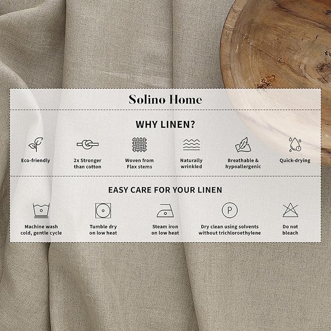 Solino Home Linen Soft Grey Table Runner 90 Inches Long - 100% Pure Linen Hemstitch 14 x 90 Inch Table Runner for Dining, Fall, Autumn, Thanksgiving, Christmas - Classic Hemstitch