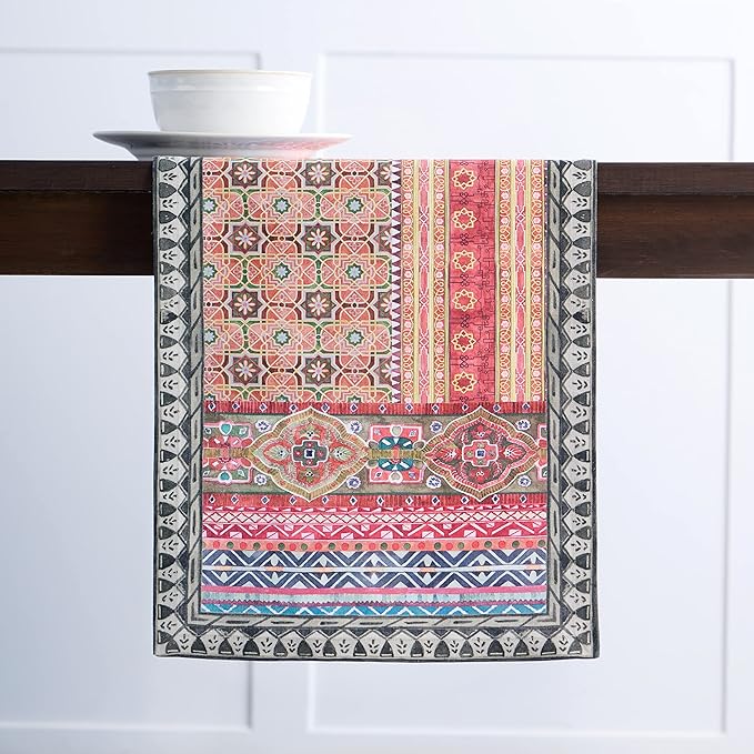 Maison d' Hermine Table Runner 100% Cotton Single Layer Table Runners 108 inches Long for Thanksgiving Christmas Decorations Home Kitchen Dining Party Wedding (Ispahan, 14.5" x 108")