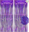 Purple Tinsel Curtain Party Backdrop - GREATRIL Foil Fringe Curtain Party Photo Booth Streamers for Hunters Mermaid Themed Decorations - 1m x 2.5m - Pack of 2