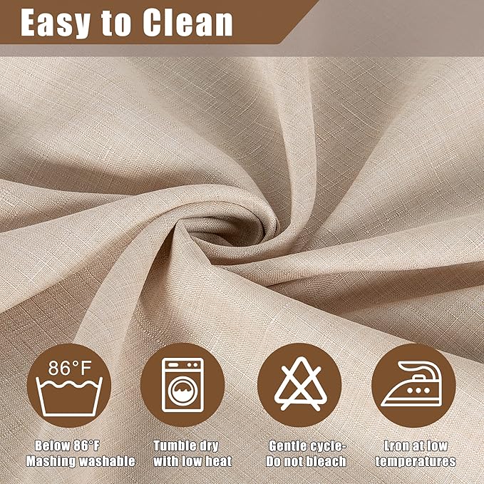 Fitable Faux Linen Textured Beige Round Tablecloths 60 Inches - 2 Pack Faux Burlap Table Clothes for Banquet, Party, Dining, Farmhouse, Outdoor (Great for 20"-48" Round Tables)