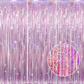 GOER 3.2 ft x 8.2 ft Metallic Tinsel Foil Fringe Curtains Party Photo Backdrop Party Streamers for Birthday,Graduation,New Year Eve Decorations Wedding Decor(3 Packs,Laser Pink)