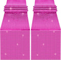 Durony 2 Pack Disco Table Runner 11 x 108 Inch Mirror Hot Pink Glitter Foil With Sparkle Sequin for Bachelorette, 70s, Cowgirl Party Decorations