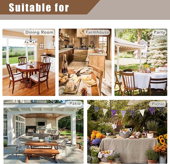 Fitable Faux Linen Rectangle Tablecloths 60 x 120 Inch - 2 Pack Rust Table Cloth for 6-8 Foot Tables, Faux Burlap Kitchen Table Cover for Thanksgiving Autumn Dining Party Farmhouse Banquet Buffet