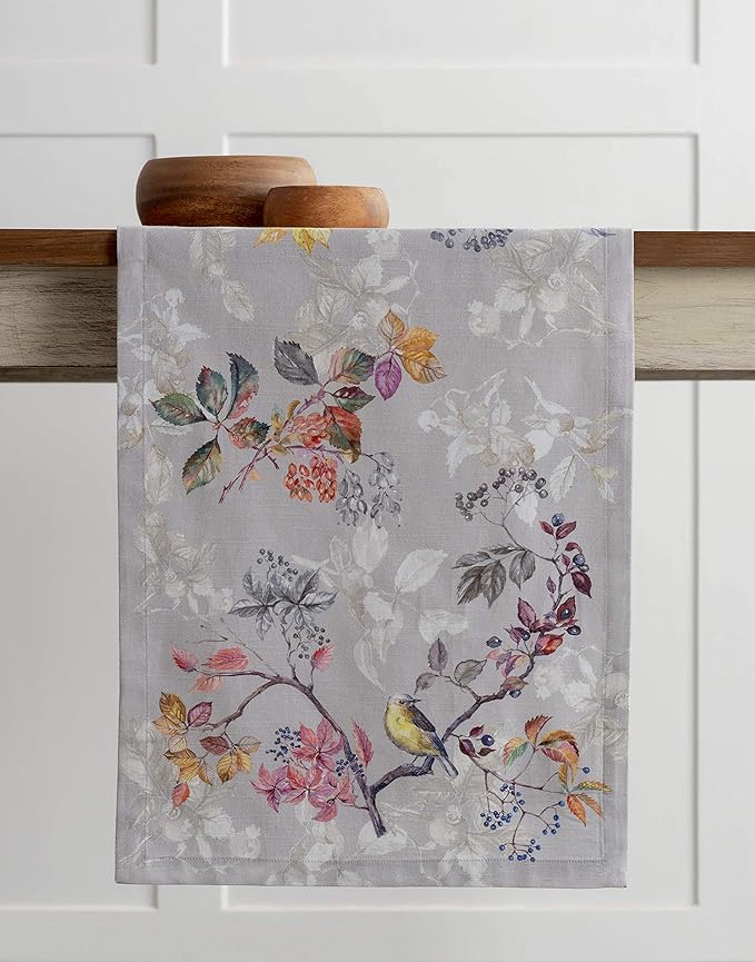 Maison d' Hermine Table Runner 100% Cotton Single Layer Table Runners 36 inches Long for Thanksgiving Christmas Decorations Home Kitchen Dining Party Wedding (Equinoxe - Grey, 14.5" x 36")