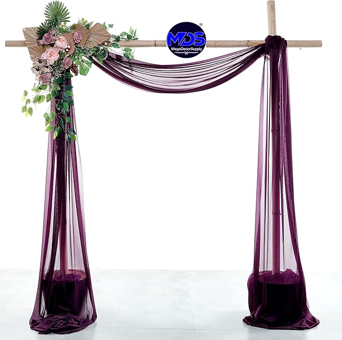 MDS Halloween Chiffon Draping Fabric - 2 Panel, 30" Wide x 50ft Long - Sheer Spooky Arbor & Canopy Drapery for Haunted House Backdrops, Party Ceilings, DIY Costumes & Themed Events - Eggplant