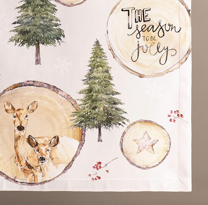 Maison d' Hermine Table Runner 100% Cotton Single Layer Table Runners 36 inches Long for Thanksgiving Christmas Decorations Home Kitchen Dining Party Wedding (Mountain Life, 14.5" x 36")