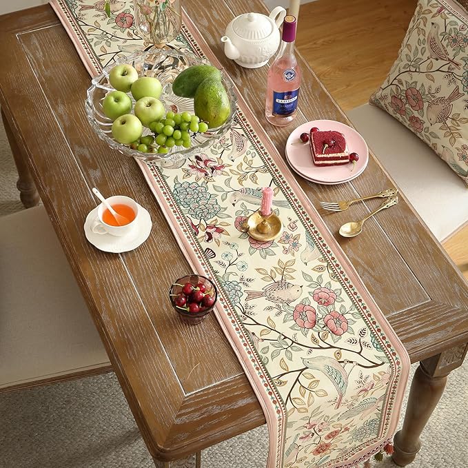 patdrea Velvet French Table Runner Farmhouse for Home Kitchen Dining Decor Parties Family Dinners Wedding 12"*63"