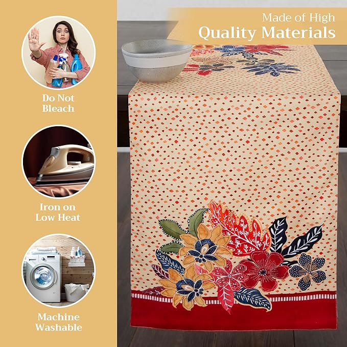 Maison d' Hermine Table Runner 100% Cotton Single Layer Table Runners 108 inches Long for Thanksgiving Christmas Decorations Home Kitchen Dining Party Wedding (Kalahari, 14.5" x 108")