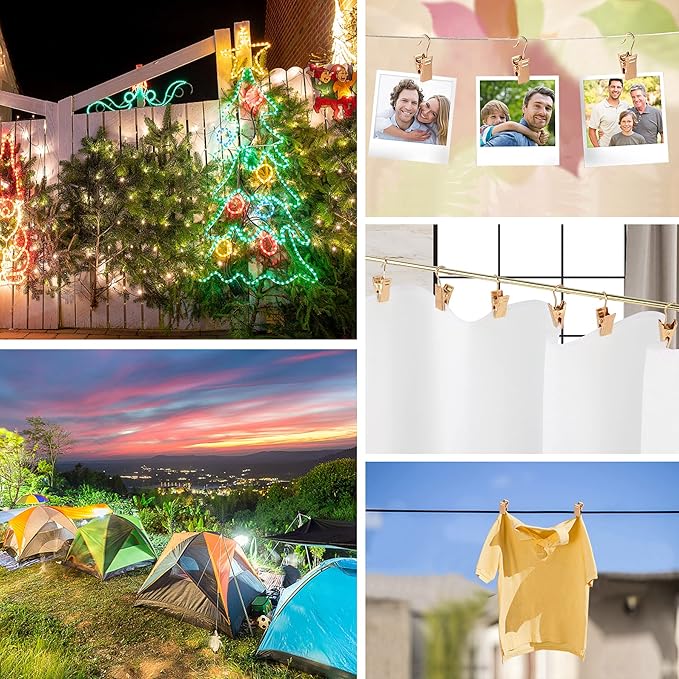 JANYUN 120 Pack Clip Hook Set Stainless Curtain Clips for Hanger Photo Light Home Decoration Art Craft Dispaly Hang Clip (Gold)