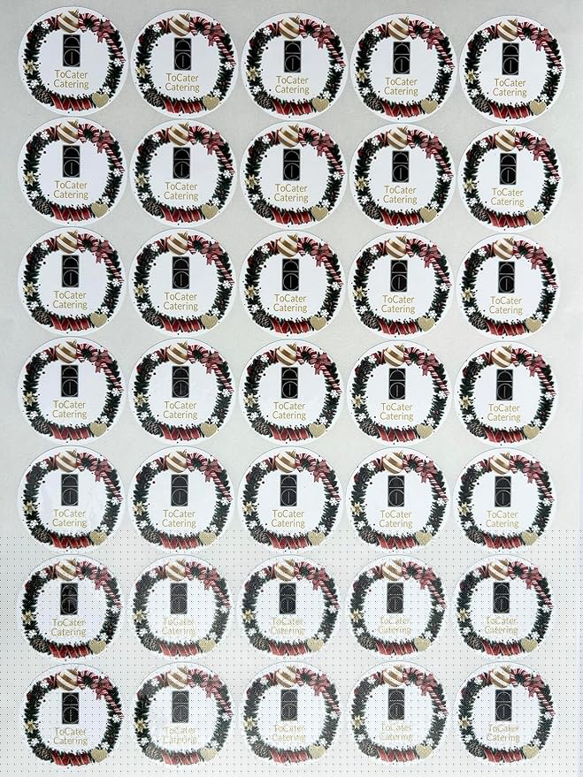 Custom Stickers for Weddings, Birthdays & Businesses - Personalized Labels with Your Logo - Waterproof, Fade and Heat Resistant - Pack of 100-1000 (Wreath S, 4 Inch)