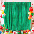 Christmas Backdrop for Photography - 2 Panels 4.8x8FT Emerald Green Backdrop Curtains Shimmer Drapes for Photography Birthdays Weddings Graduations
