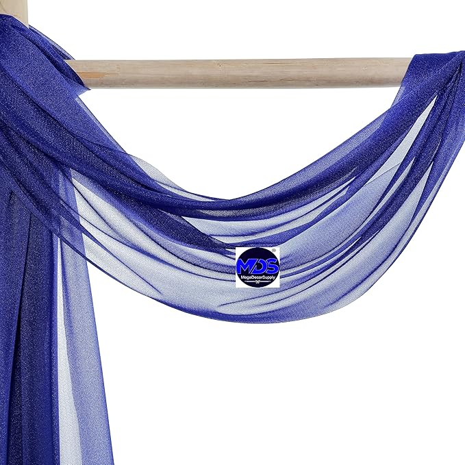 MDS Halloween Chiffon Draping Fabric - 2 Panel, 30" Wide x 75ft Long - Sheer Spooky Arbor & Canopy Drapery for Haunted House Backdrops, Party Ceilings, DIY Costumes & Themed Events - Royal Blue