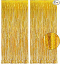Gold Fringe Curtain Tinsel Backdrop - GREATRIL Foil Fringe Curtain Party Streamers for Prom 2026 NYE New Years Eve Birthdays Christmas Theme Party Decorations Pack of 2