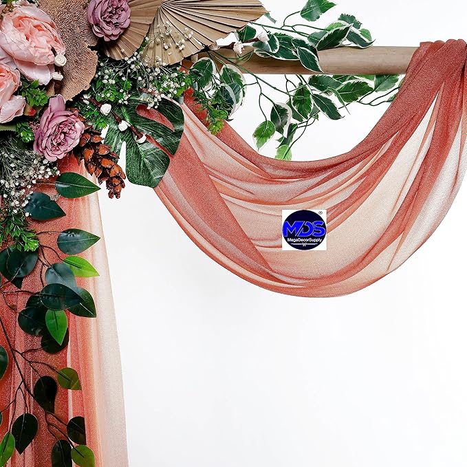 MDS Halloween Chiffon Draping Fabric - 2 Panel, 30" Wide x 40ft Long - Sheer Spooky Arbor & Canopy Drapery for Haunted House Backdrops, Party Ceilings, DIY Costumes & Themed Events - Terracotta