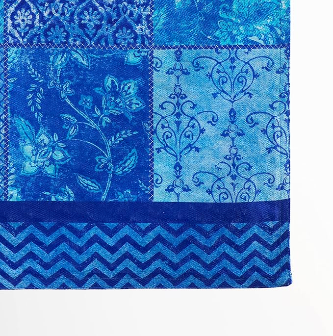 Maison d' Hermine Table Runner 100% Cotton Double Layer Table Runners 72 inches Long Decorative for Kitchen Dining Party Baby Shower Wedding Bridal Shower Spring Summer (Indigo Love, 14.50" x 72")