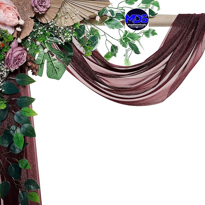 MDS Halloween Chiffon Draping Fabric - 2 Panel, 30" Wide x 30ft Long - Sheer Spooky Arbor & Canopy Drapery for Haunted House Backdrops, Party Ceilings, DIY Costumes & Themed Events - Burgundy