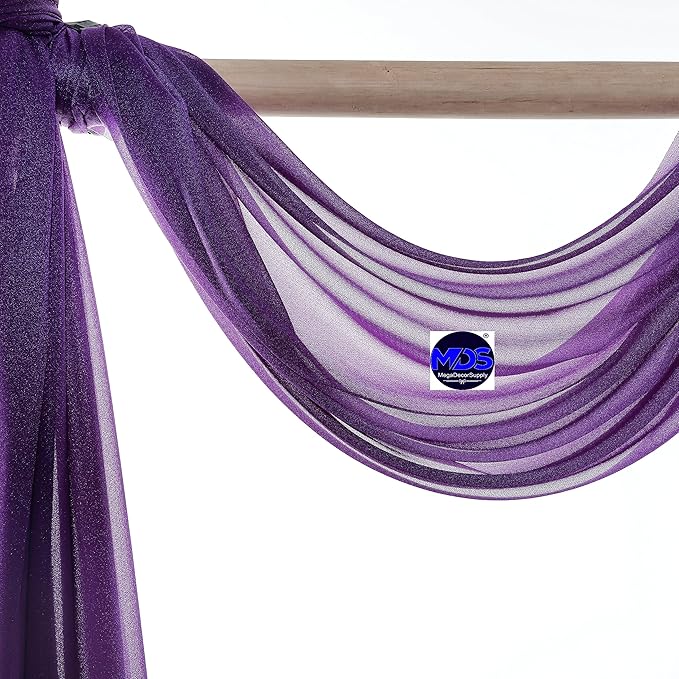 MDS Halloween Chiffon Draping Fabric - 2 Panel, 30" Wide x 40ft Long - Sheer Spooky Arbor & Canopy Drapery for Haunted House Backdrops, Party Ceilings, DIY Costumes & Themed Events - Cadbury Purple
