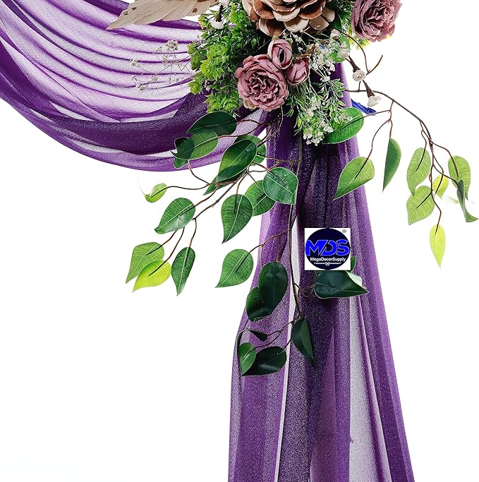 MDS Halloween Chiffon Draping Fabric - 2 Panel, 30" Wide x 100ft Long - Sheer Spooky Arbor & Canopy Drapery for Haunted House Backdrops, Party Ceilings, DIY Costumes & Themed Events - Cadbury Purple