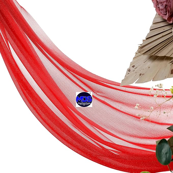MDS Halloween Chiffon Draping Fabric - 1 Panel, 30" Wide x 40ft Long - Sheer Spooky Arbor & Canopy Drapery for Haunted House Backdrops, Party Ceilings, DIY Costumes & Themed Events - Red